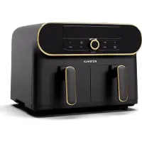Klarstein Airfryer AuraAir Color Touch Heteluchtfriteuse - 2 Compartimenten 10L 1700W - 80-200°C 8 Programma's - voor Keuken - Touch Met BPA-Vrij - Heteluchtoven Frituurpan