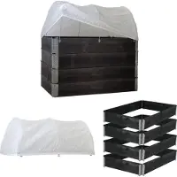 TRUTZHOLM Verhoogd Bed 120x80x80cm - 5-delig Houten Palletframe met Deksel - Stapelbare Moestuinbak Kweekkas Tuin Balkon