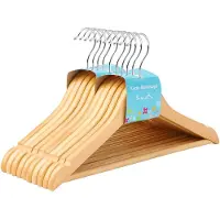 Songmics Kinderkledinghanger van massief hout 35 cm, Natuur