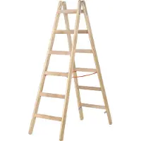 Hymer houten steigertrap met spijlen, beide zijden te gebruiken, 2x6 spijlen, verticale hoogte 1,70 m, totale hoogte 3,10 m, gewicht 10,0 kg
