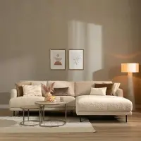 Livin24 Scandinavische hoekbank Denver bouclé beige rechts