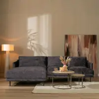 Livin24 Velvet hoekbank Denver antraciet links