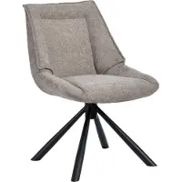 Duhome Eetkamerstoel, ergonomische keukenstoel, 180° draaibaar, stoel van chenille stof en metalen frame, lounge stoel met terugschuifmechanisme, taupe kleur