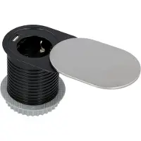 Unitec Elektro UNITEC Inbouwstopcontact voor tafelblad, tafelstopcontact, 1x Schuko + 1x USB, beschermd door een uitschuifbaar deksel van roestvrij staal, kabel 1,5 meter, benodigde boorgatdiameter: 60 mm