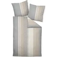 Janine Dekbedovertrek beige / grijs / wit