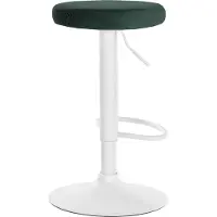 CLP Ponte Barkruk - Rond - Verstelbaar - Voetsteun - Velvet - Fluweel - wit/groen