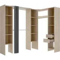 Vente-unique Verstelbare kledingkast DORIAN - L164/234 cm - Eikenkleur en grijs