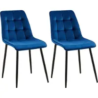 CLP Gifford Set van 2 eetkamerstoelen - klassiek - zonder armleuning - Velvet - fluweel - Fluweel/donkerblauw