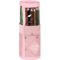 Safta Schooletui met Accessoires Glow Lab Hearts Roze (27 Onderdelen) (7 x 20 x 7 cm)