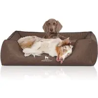 Knuffelwuff Orthopedisch hondenbed Chesapeake van laser-gewatteerd gemarmerd kunstleer XL 105 x 75cm Bruin