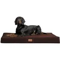 Tierlando OSCAR VISCO Orthopedisch hondenbed met kunstleer en velours – Afmetingen: 120x90 cm | Kleur: 01 Bruin