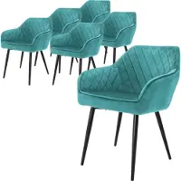 ML-Design Set van 6 eetkamerstoelen Amino velvet | fluweel blauw 60x80x63 cm eetkamerstoelen | NADUVI