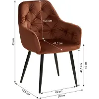 Homestyle4u Eetkamerstoelen van Fluweel - 2 Stoelen - met armleuningen - Bruin