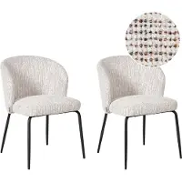 Beliani ZANA - Eetkamerstoel set van 2 - Wit/Meerkleurig - Polyester