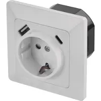 Emos Stopcontact met USB A + USB C, wit, A6000.5