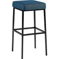 CLP Barkruk Montreal: Beklede zitting en frame met voetsteun | Kleur: blauw, frame: zwart
