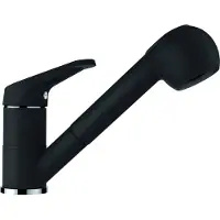 Schock armatuur COSMO in de kleur NERO, met een verstelbare douchekop/douchearm en een mengkraan met één hendel