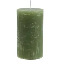 Viana Olijfgroene pilaarkaarsen 85×150mm 2 stuks – Effen gekleurde, gemarmer