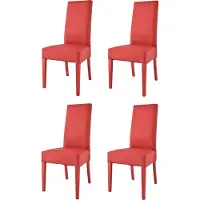 STOCK LINE t m c s Tommychairs - Set van 4 moderne stoelen LUISA, geschikt voor keuken en eetkamer, met een stevige structuur van gelakt beukenhout in de kleur rood, bekleed met kunstleer in dezelfde rode kleur