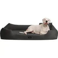 Tierlando Orthopedisch hondenbed VINCENT, met hoogwaardige velours (Triton) en corduroy stof - Afmetingen: 130x100 cm | Kleur: 02 Grafiet