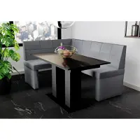Fun-Möbel Eckbankset 196x142 cm BLAKE XL R, bekleding: stof Soro, kleur: grijs / Eettafel DANTE, kleur: zwart