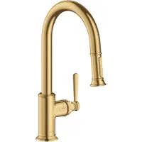 Hansgrohe spoelwastafelmengkraan, éénhendelbediening, model 180 Axor Montreux, met uittrekbare douchekop, geborsteld goudkleurige afwerking