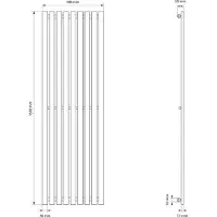 LuxeBath Designpaneel radiator 480x1600 mm, antraciet, wandaansluitingsset