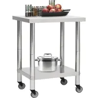 Syfax Keukenwerktafel met wielen 80x45x85 cm roestvrij staal