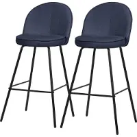 ML-Design Barkruk set van 2 donkerblauw 52x102x50 cm met rugleuning en voetensteun tot 120 kg