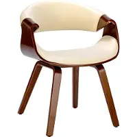 CLP Foley Eetkamerstoel - Met armleuning - Houten frame - walnoot/creme Kunstleer