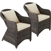 TecTake Aluminium Wicker Tuinstoel - Fauteuils - Set van 2 - Weerbestendig - Met Zachte Kussens & Wasbare Hoes - Grijs