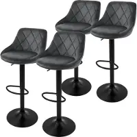 ML-Design Set van 4 barkrukken Holly velvet | fluweel grijs 37x106x47 cm barkrukken | NADUVI