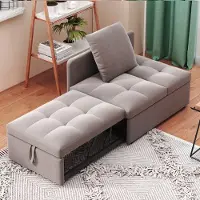 MODFU Slaapbank, relaxbank, 3-in-1 multifunctionele bank, loungebank met verstelbare rugleuning, ligbank voor kleine ruimtes, grijs