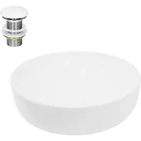 LuxeBath Wastafel rond 405x405x140 mm, wit, keramiek - incl. afvoergarnituur zonder overloop