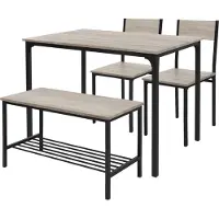 ML-Design Eetkamerset met bank 4-delig met eettafel en stoelen Sonoma eiken stalen frame ML design