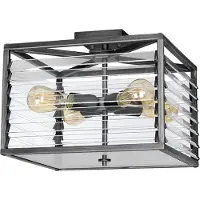 Elstead Lighting Plafondlamp Louvre, dimbaar, alu / grijs / zink, Woon-/ Eetkamer, metaal, Industrieel design, plafondlamp