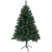 SVITA kunstkerstboom 150cm - met dennenappels en bessen 371 takpunten inclusief metalen standaard kunstkerstboom (Luvi naalden | 150cm)