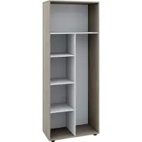VCM Houten bezemrek | 6 vakken | Afmetingen: 70 x H. 178 x D. 40 cm | Schoonmaakkast plank | Zonder deuren - Vandol
