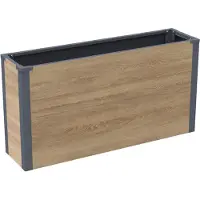 Westmann Talus l metalen plantenbak met bodem 100x25x52 cm houtlook