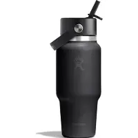 Hydroflask - Wide Flex Straw Travel Bottle - Drinkfles 710 ml, zwart/grijs