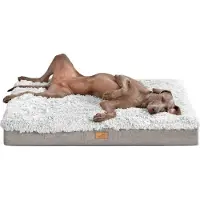 Tierlando Orthopedisch hondenbed PABLO Shaggy ORTHO PLUS - Afmetingen: 80x60 cm | Kleur: 20 Witgrijs