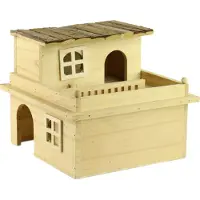 Dehner knaagdierhuis Dagobert, afmetingen ongeveer 28 x 23,5 x 28 cm, gemaakt van grenenhout, naturel
