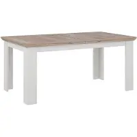 Furniture24 Uittrekbare eettafel, 160 x 207 cm, model Iloppa Eplt401-J99. Eettafel, eetkamertafel, kleur: sneeuweik/Nelson eik