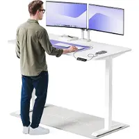 Desktronic HomeOne Zit-sta Bureau Elektrisch In Hoogte Verstelbaar, 160x80cm, Wit/Wit, Stille Dubbele Motor, Hoogte 72-119cm