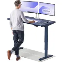 Desktronic HomePro Zit-sta Bureau Elektrisch In Hoogte Verstelbaar, 140x70 cm Blauw/Blauw, Stille Dubbele Motor, Hoogte 62-126cm