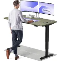 Desktronic HomePro Zit-sta Bureau Elektrisch In Hoogte Verstelbaar, 160x80 cm Zwart/Groente, Stille Dubbele Motor, Hoogte 62-126cm