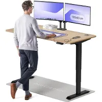 Desktronic HomePro Zit-sta Bureau Elektrisch In Hoogte Verstelbaar, 160x80 cm Bamboo/Zwart, Stille Dubbele Motor, Hoogte 62-126cm