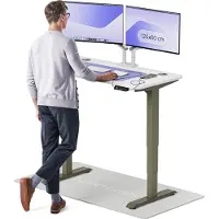 Desktronic HomePro Zit-sta Bureau Elektrisch In Hoogte Verstelbaar, 120x60 cm Groente/Wit, Stille Dubbele Motor, Hoogte 62-126cm