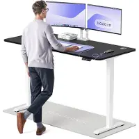Desktronic HomePro Zit-sta Bureau Elektrisch In Hoogte Verstelbaar, 180x80cm Wit/Zwart, Stille Dubbele Motor, Hoogte 62-126cm