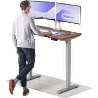 Desktronic HomePro Zit-sta Bureau Elektrisch In Hoogte Verstelbaar, 120x60cm Grijs/Notenhout, Stille Dubbele Motor, Hoogte 62-126cm